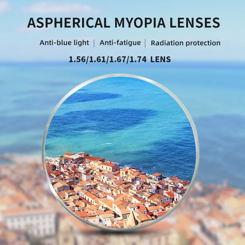 Anti Blue Light 1.56 1.61 1.67 Prescription Glasses CR-39 Resin Aspheric Lenses Myopia Hyperopia Progressive Reading Mirror