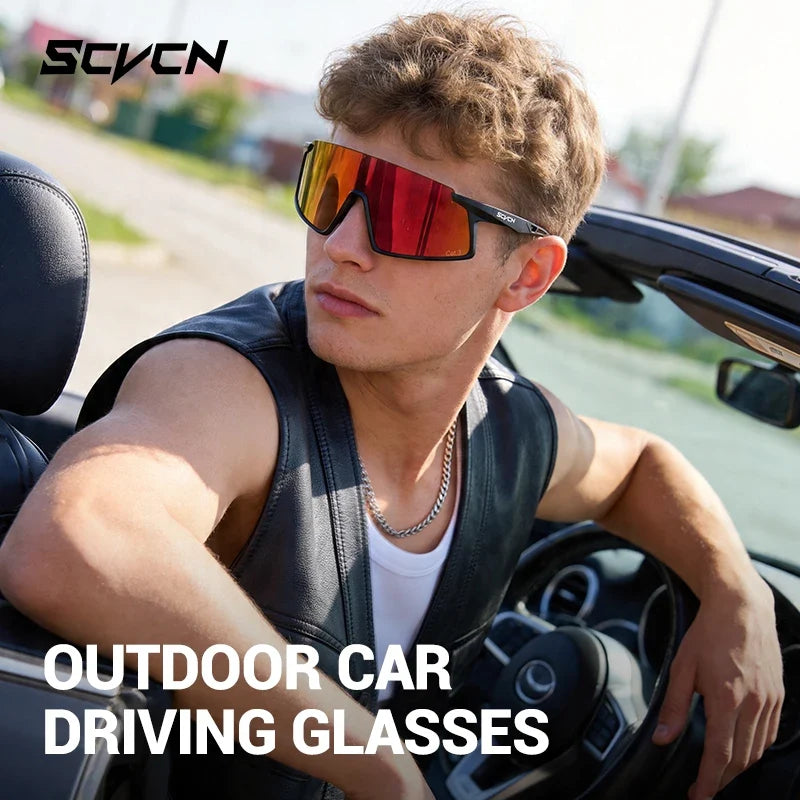 SCVCN Men Women Outdoor Sports Photochromic Running Casual Goggles MTB Bike Glasses UV400 Hiking Eyewear Cycling Sunglasses