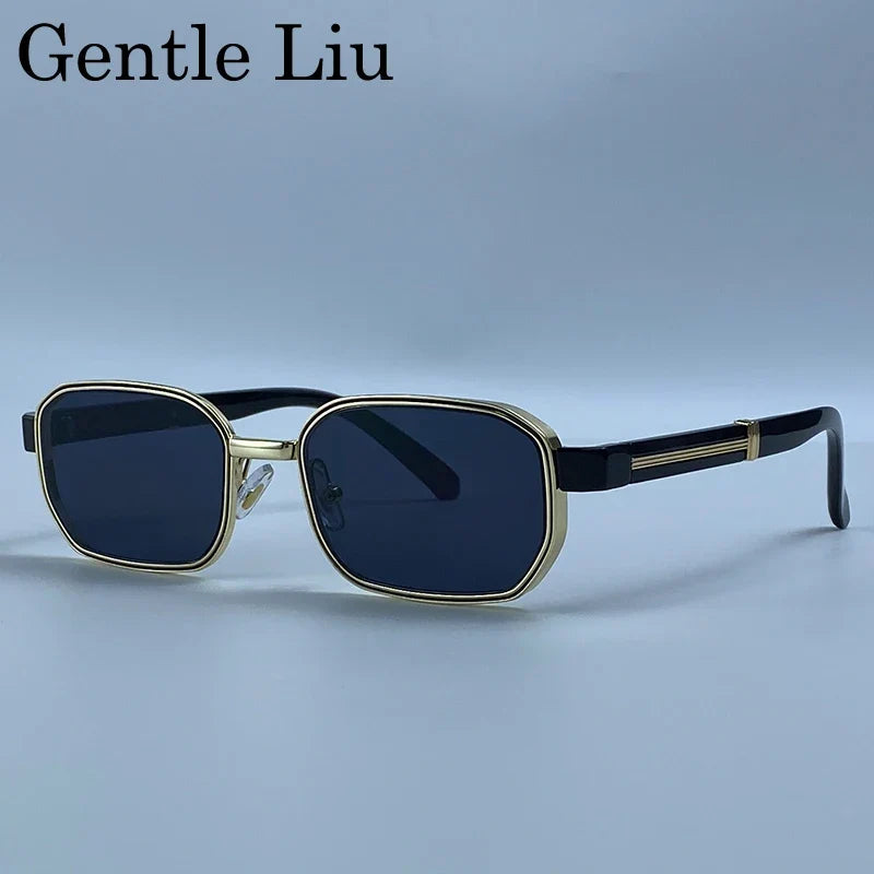 Rectangle Steampunk Sunglasses Men 2026 Luxury Brand Hip Hop Vintage Gold Frame Sun Glasses Male Retro Punk Streetwear Eyewear