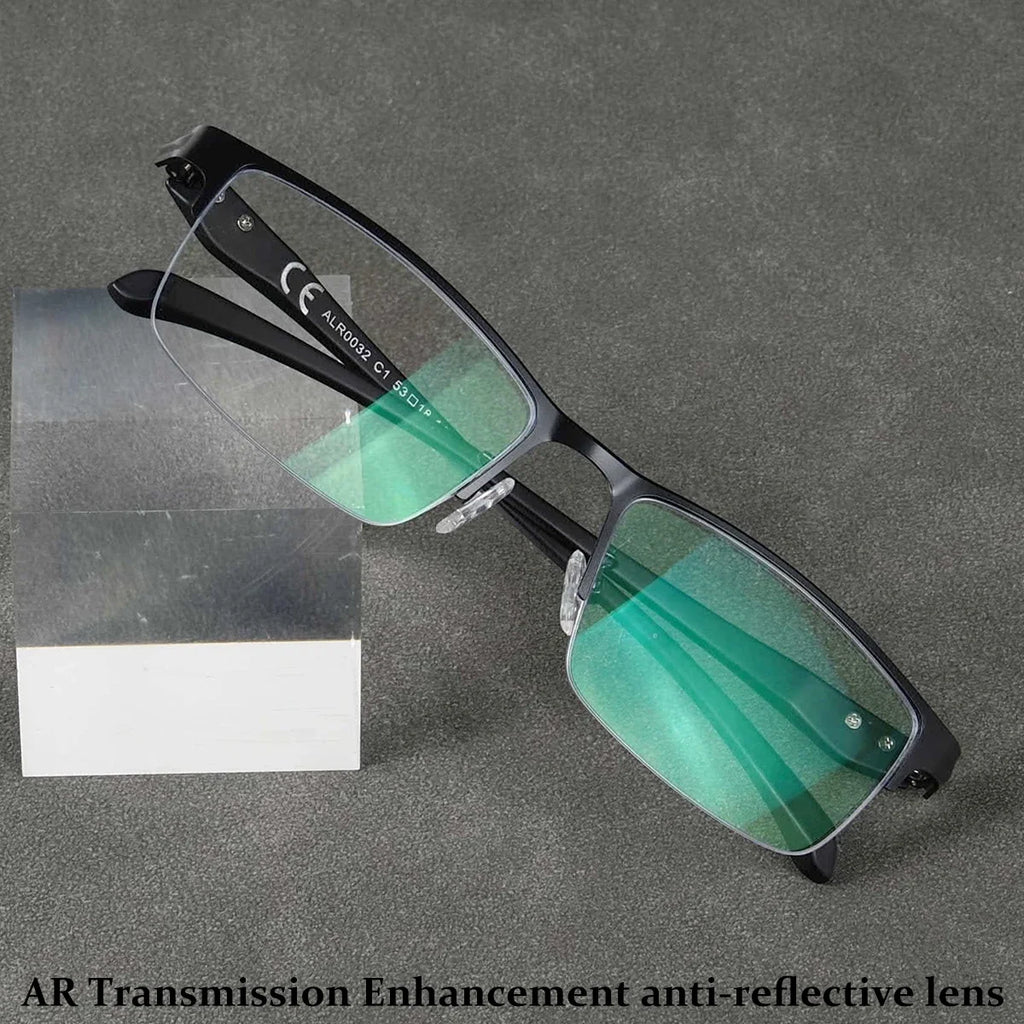 Men Square Reading Glasses Coated Green Glass Ultralight Frames Flexible Temples Luxury Designer Brand Eyewear Gifts Half Frame