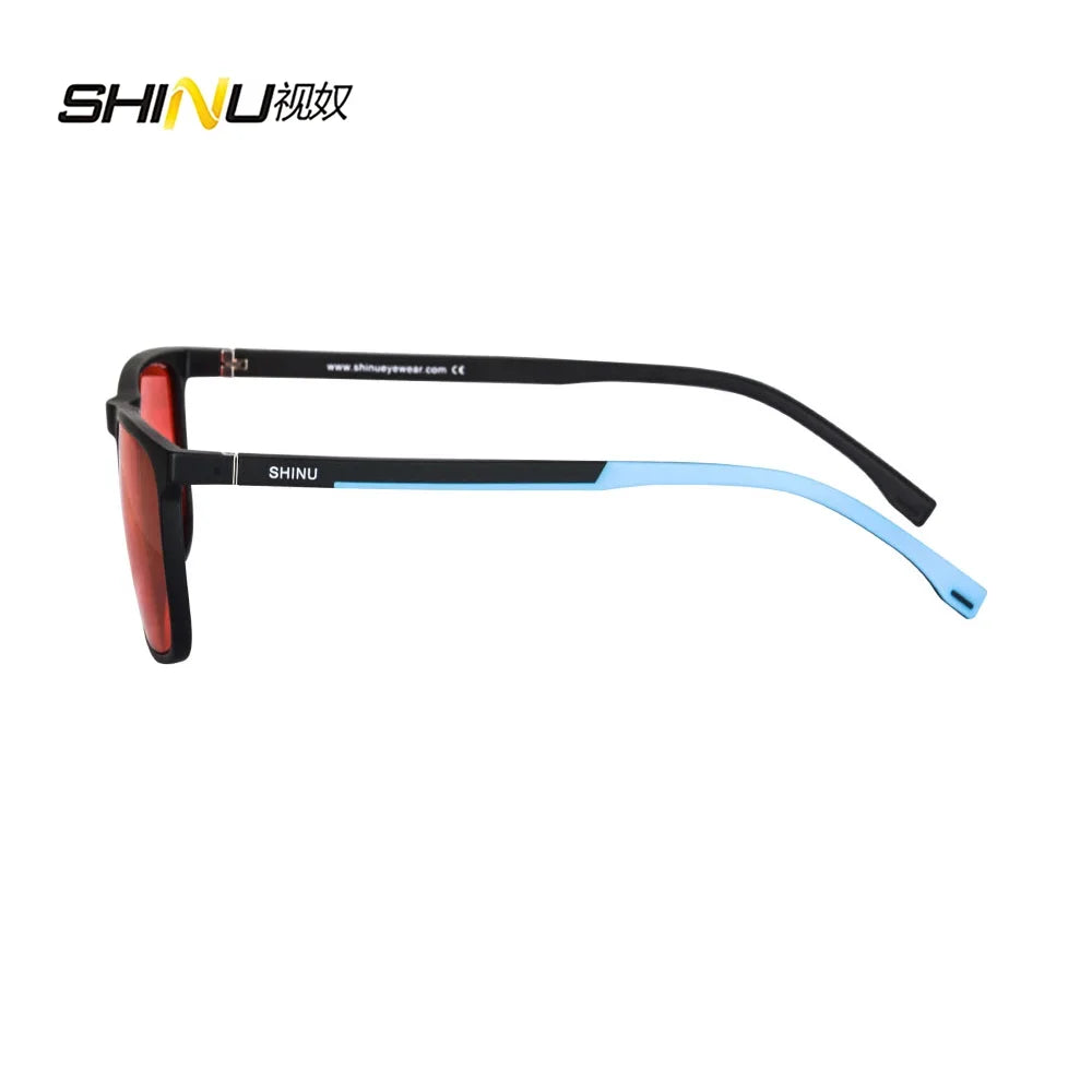 SHINU Red Sleeping Glasses Blue Light Blocking Good rest Computer Glasses For Men Blue Light Filter Orange Tinted Glasses