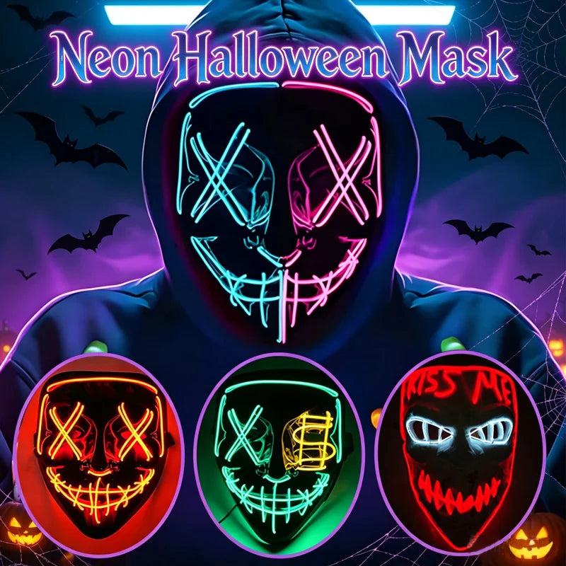 LED Light Up V For Vendetta Mask Anonymous Luminous Full Face Mask Glow In Dark Party Rave Halloween Cosplay Costume Props