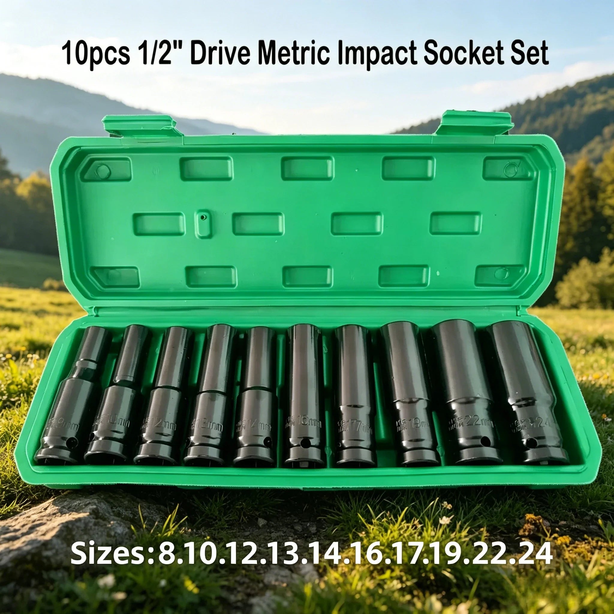 Heavy Duty 10pcs 1 2 Drive Metric Universal Deep Impact Socket Set Hand Wrench for Auto Repair Tools