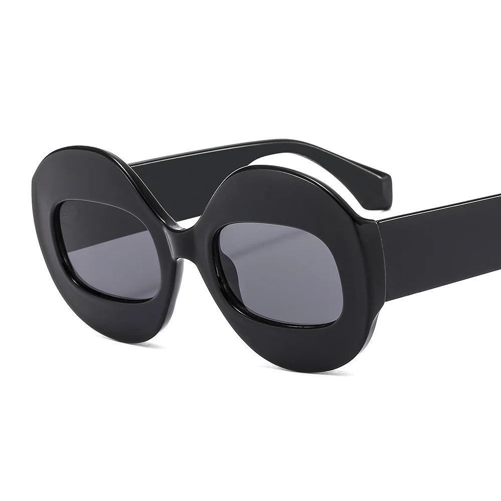 Fashion Round Contrast Color Women Sunglasses Retro Oval Clear Gradient Lens Shades UV400 Men Trending Punk Sun Glasses