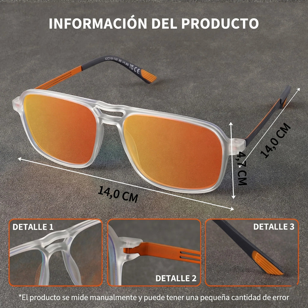 Progressive Multifocal Reading Glasses Intelligent Zoom Anti Blue Light Eyewear Alloy Temples Square Clear/Red Coating Glasses