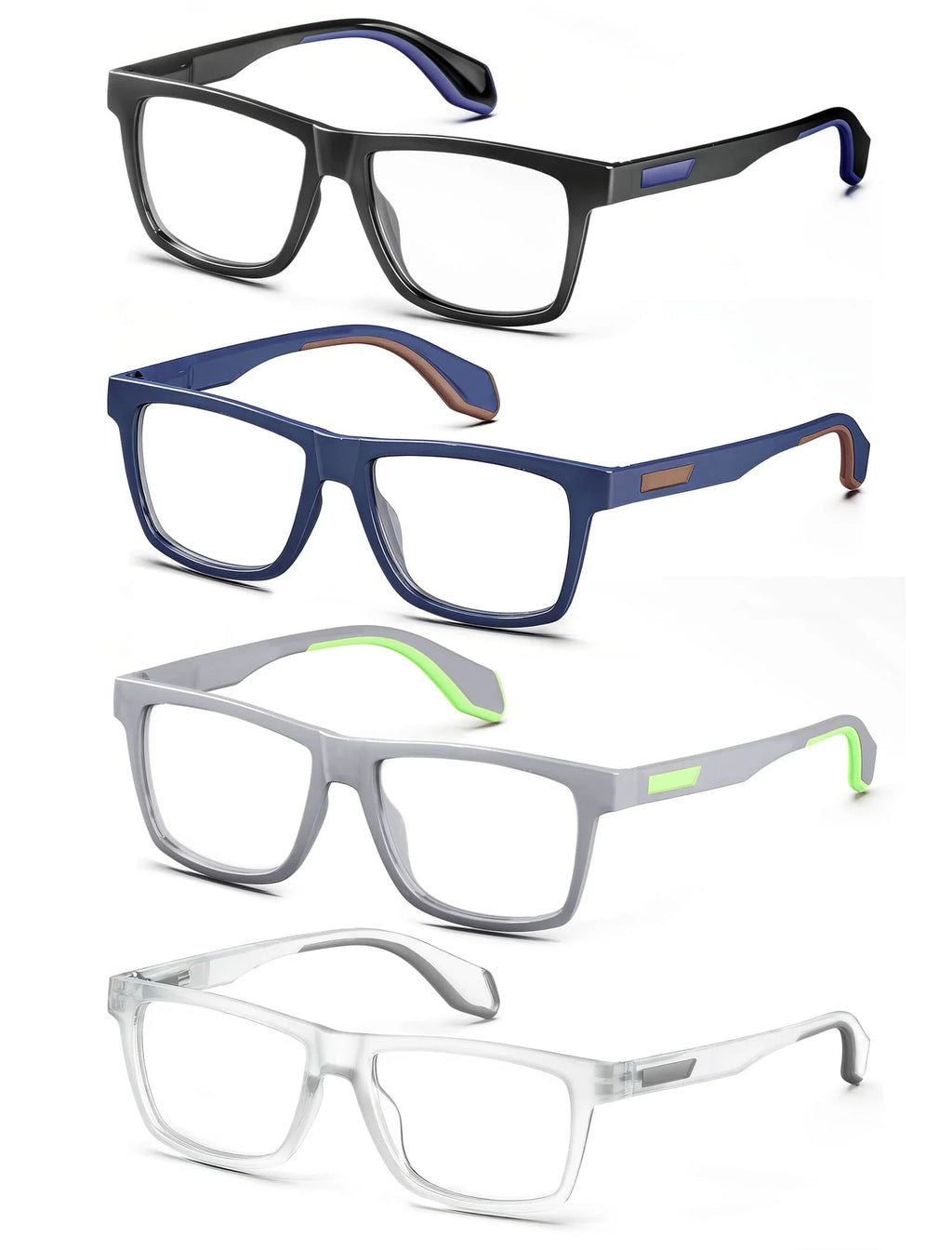 Oversized Reading Glasses for Men&Women,Large Readers Rubber Temple with Spring Hinge,Wide Blue Light Blocking Anti UV/Eyestrain