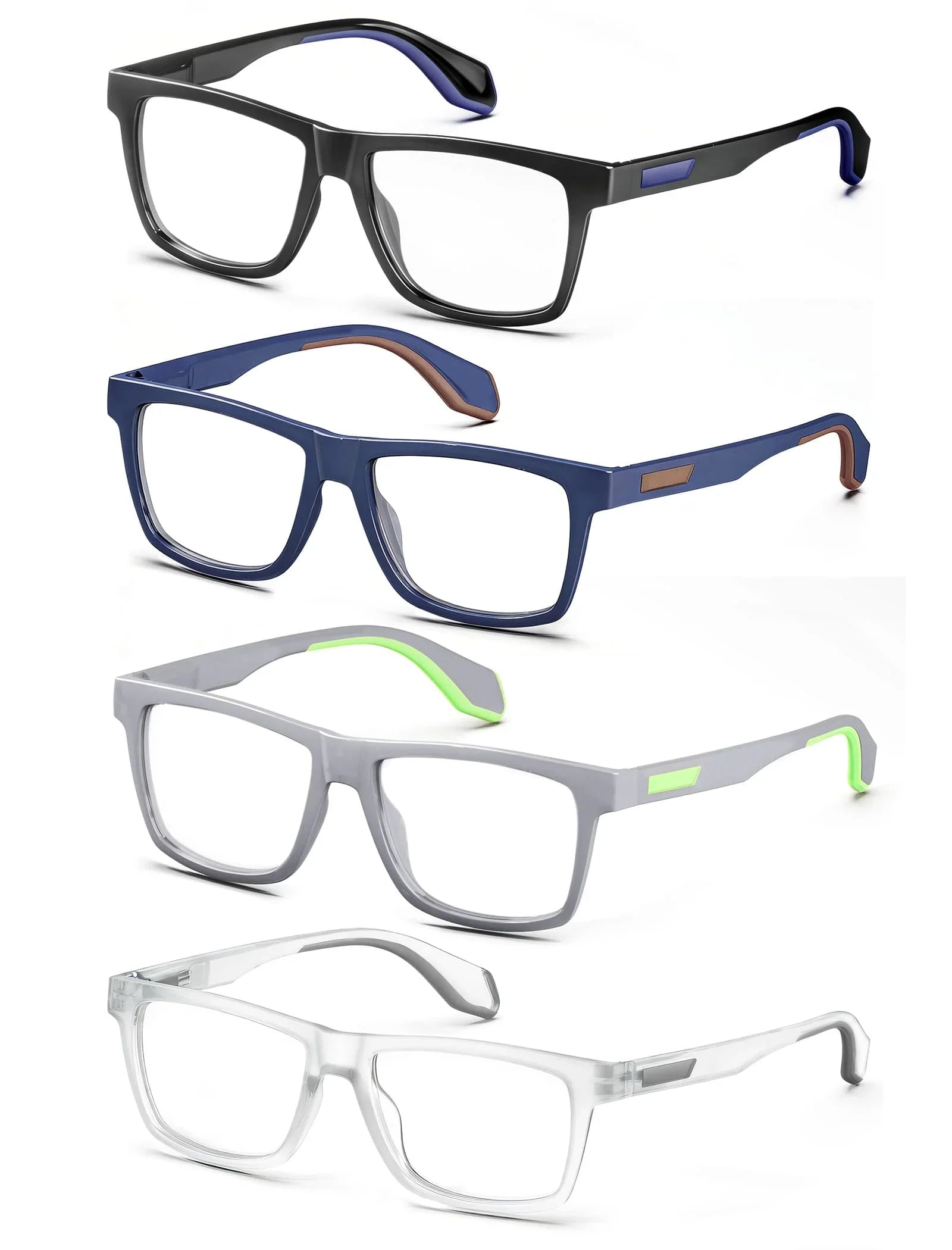 Oversized Reading Glasses for Men&Women,Large Readers Rubber Temple with Spring Hinge,Wide Blue Light Blocking Anti UV/Eyestrain