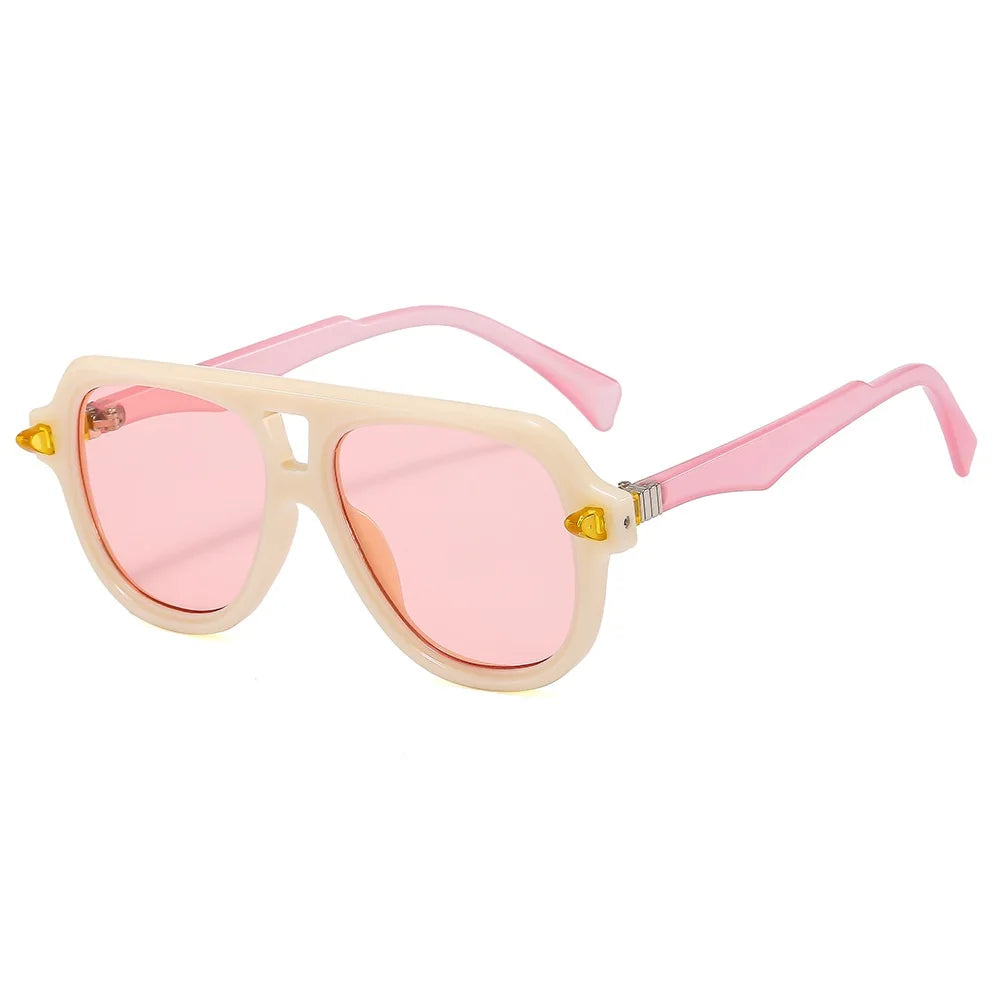 Double Bridges Pilot Sunglasses Women Retro Gradient Shades UV400 Trending Men Brand Designe Rivets Sun Glasses
