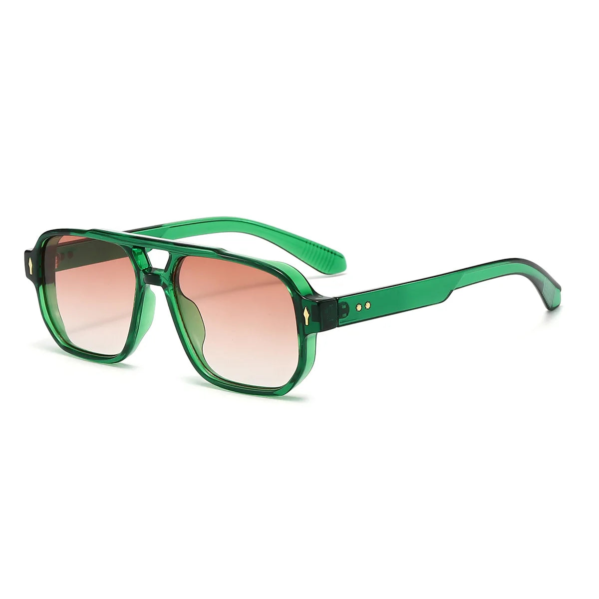 Classic Double Bridges Square Sunglasses Women Men Fashion Clear Ocean Lens Eyewear Trending Rivets Female Sun Glasses UV400