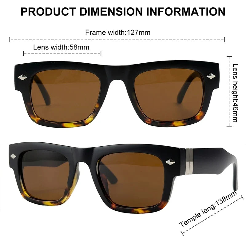 Retro Steampunk Square Photochromic Sunglasses Men Luxury Brand Design Oversized Thick Frame Rivet Sun Glasses For Male Eyewear