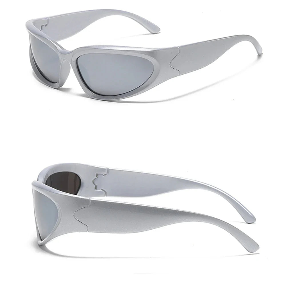 VIVIBEE Y2K Sunglasses Women Steampunk Mirror White Sports Mne Goggles UV400 Punk Sun Glasses 2026 Trending Product