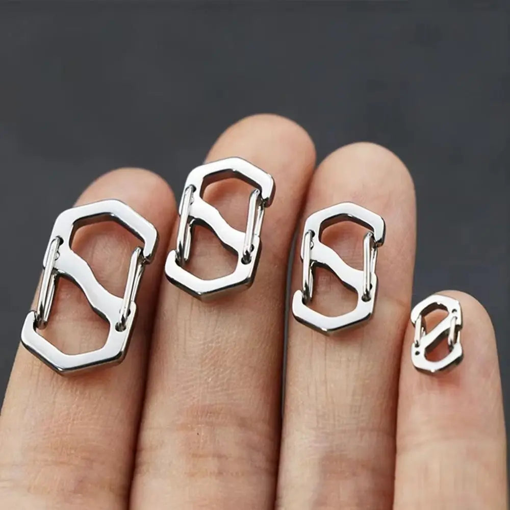 10PCS Stainless Steel Backpack Buckle S Type Handmade Carabiner with Lock Silver Necklace Clasps Jewelry Accessories
