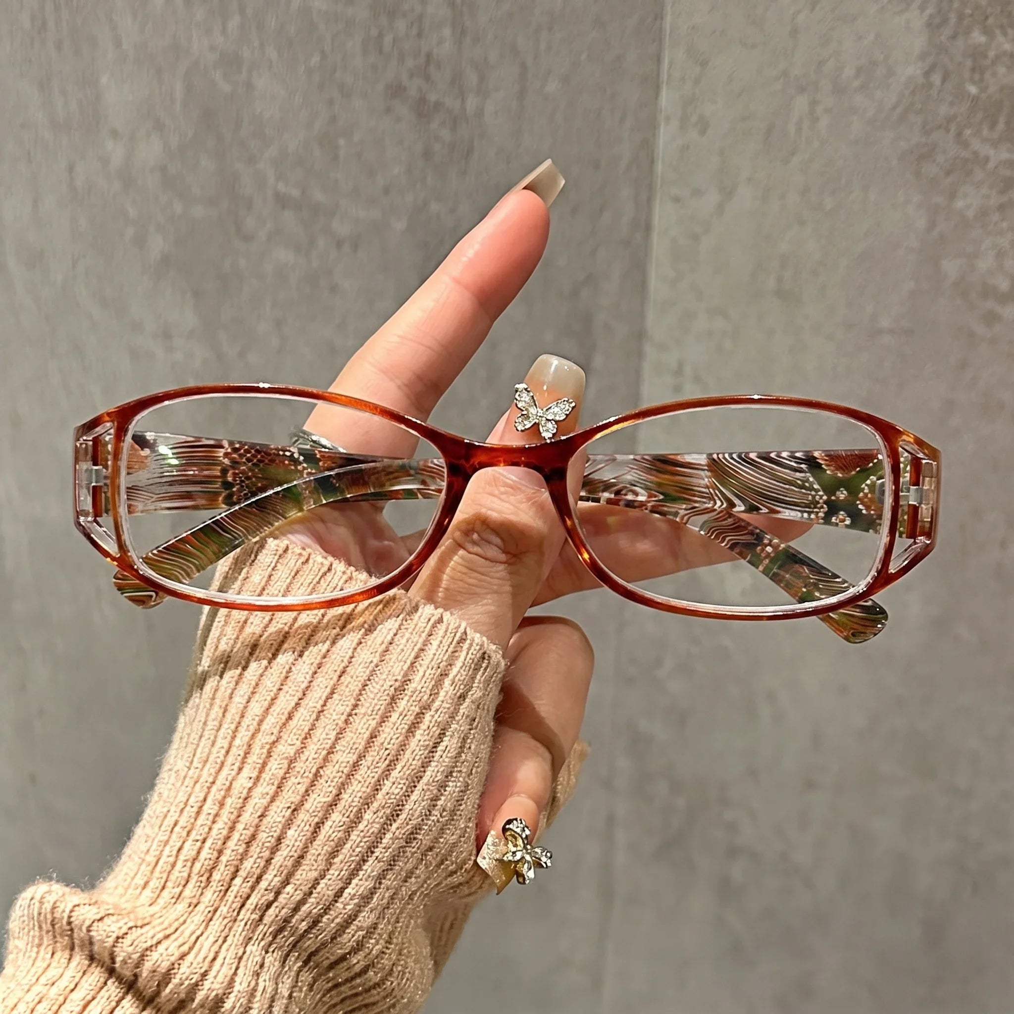 4-Pack Fashionable Printed Small Frame Anti Blue Light Reading Glasses, Retro Lightweight and Multi Degree Optional