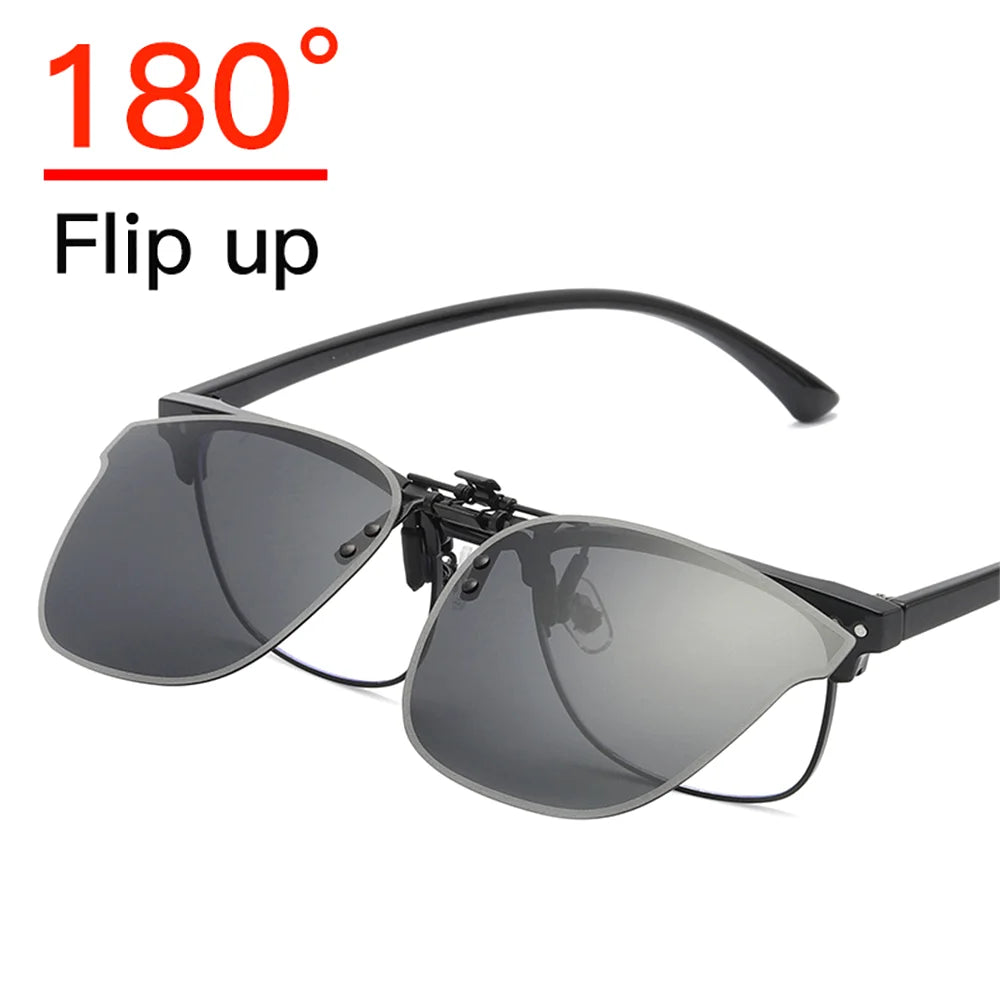 VIVIBEE Big Size Flip up Clip on Sunglasses Polarized Men Classic UV400 Photochromic Lens Sun Glasses for Women