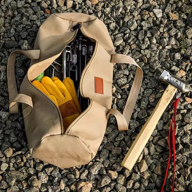Outdoor Ground Nail Bag Camping Tent Pegs Bag Cylindrical Stake Storage Backpack Portable Miscellaneous Bag Storage Box Toolkit