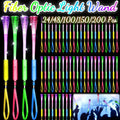 24-200Pcs Fiber Optic Wands Glow LED Light up Wand Bulk Flashing Sticks with Included Batteries for Party Favor Wedding Birthday