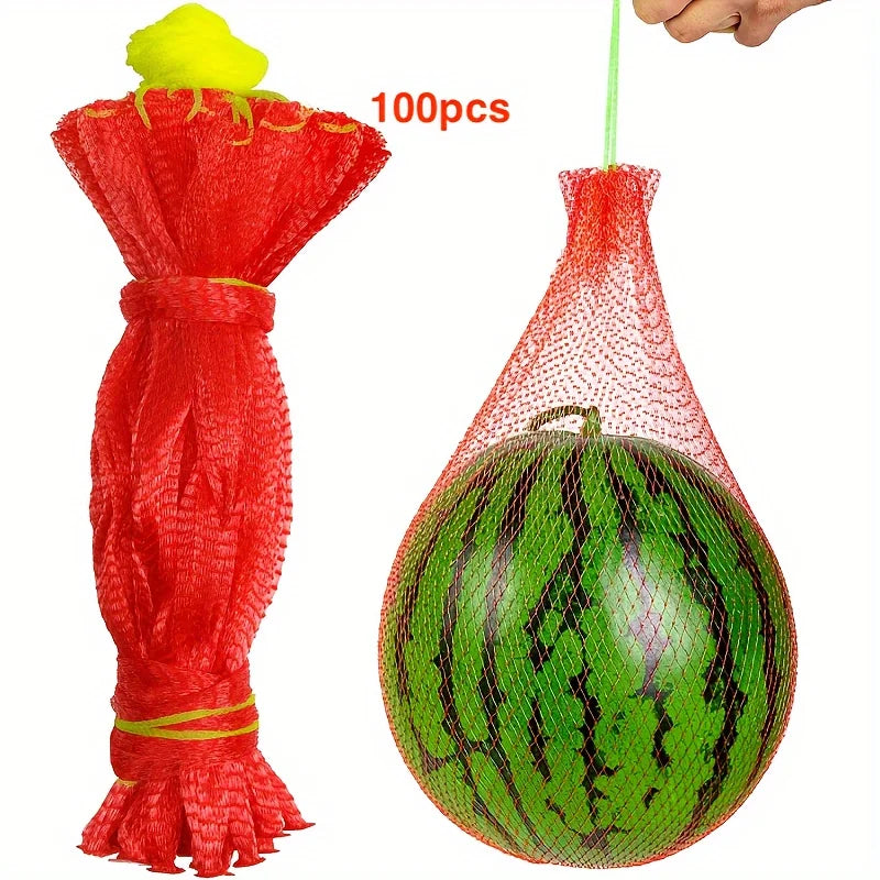 100 Pieces Heavy Duty Plastic Garden Protection Netting Non Electric for Vertical Planting Watermelon Melon Hammock with Straps