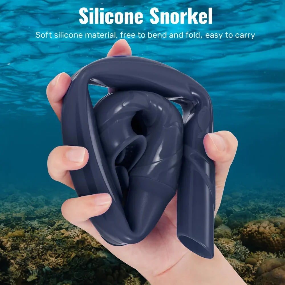 Silicone Snorkel Soft Flexible Foldable Easy-Breath Anti-Drop Adults Scuba Diving Freediving Swim Training Easy Carry for Travel