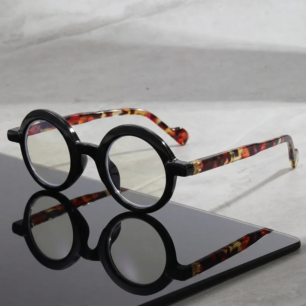 Retro Round Frame Tortoiseshell Glasses, Unisex, for Reading, Phone Use, and Commuting