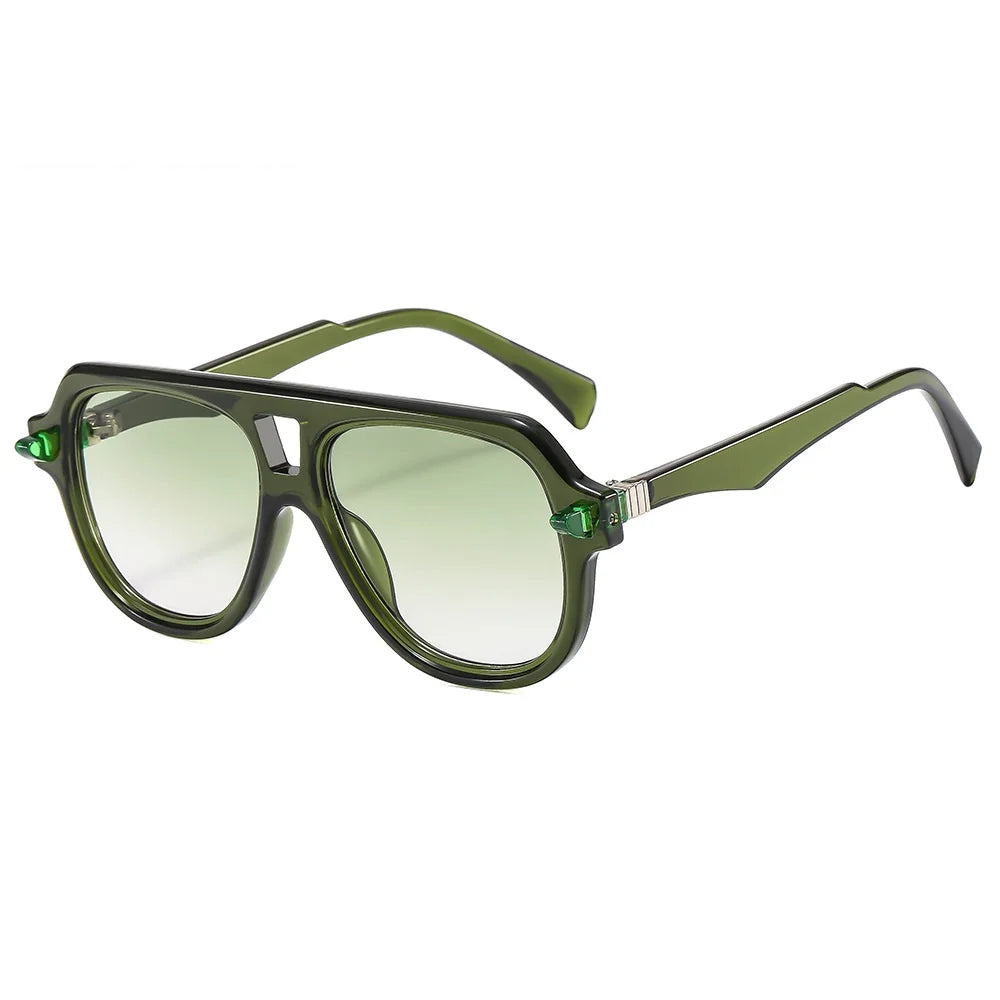Double Bridges Pilot Sunglasses Women Retro Gradient Shades UV400 Trending Men Brand Designe Rivets Sun Glasses