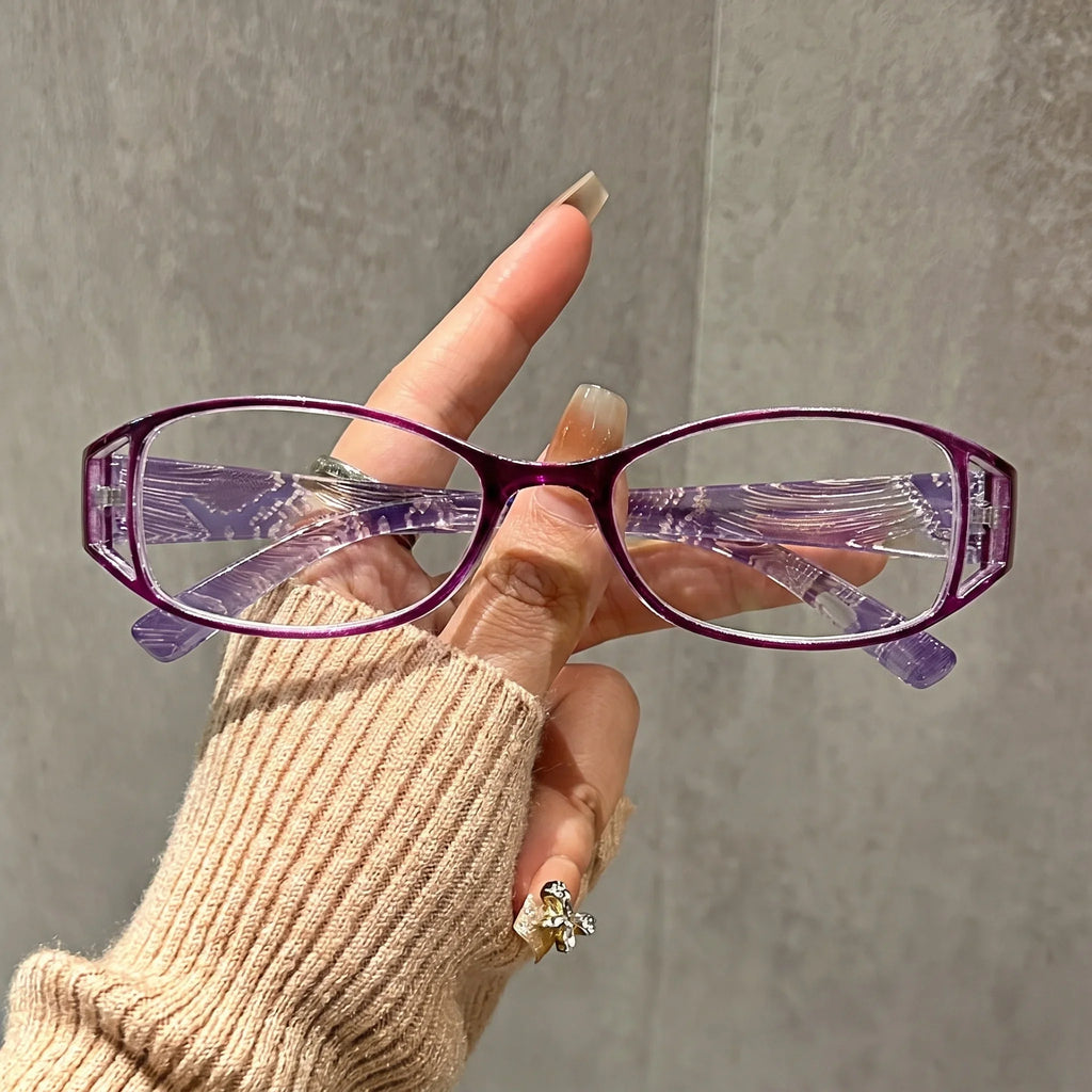 4-Pack Fashionable Printed Small Frame Anti Blue Light Reading Glasses, Retro Lightweight and Multi Degree Optional