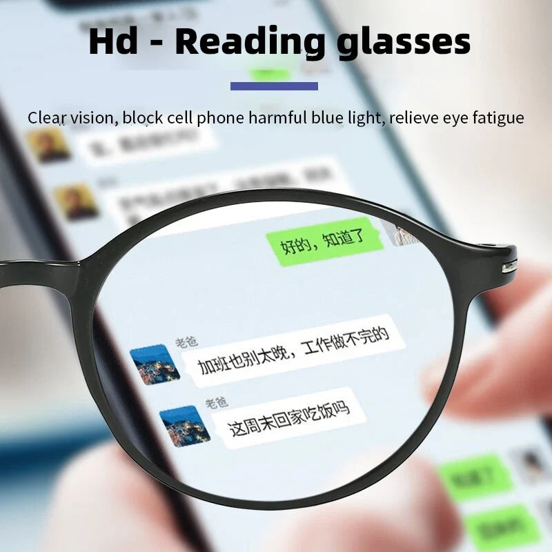 Reading Glasses Men Women Vintage Anti Blue Light Presbyopic Eyeglasses Round Full Frame Eyewear +1.0+1.5+2.0+2.5 +4.0