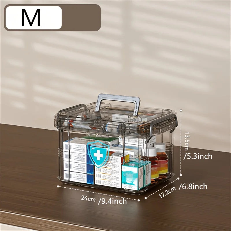 Waterproof Double Layer Transparent Multi Tier Medicine Storage Box Home Bedroom First Aid Storage Container