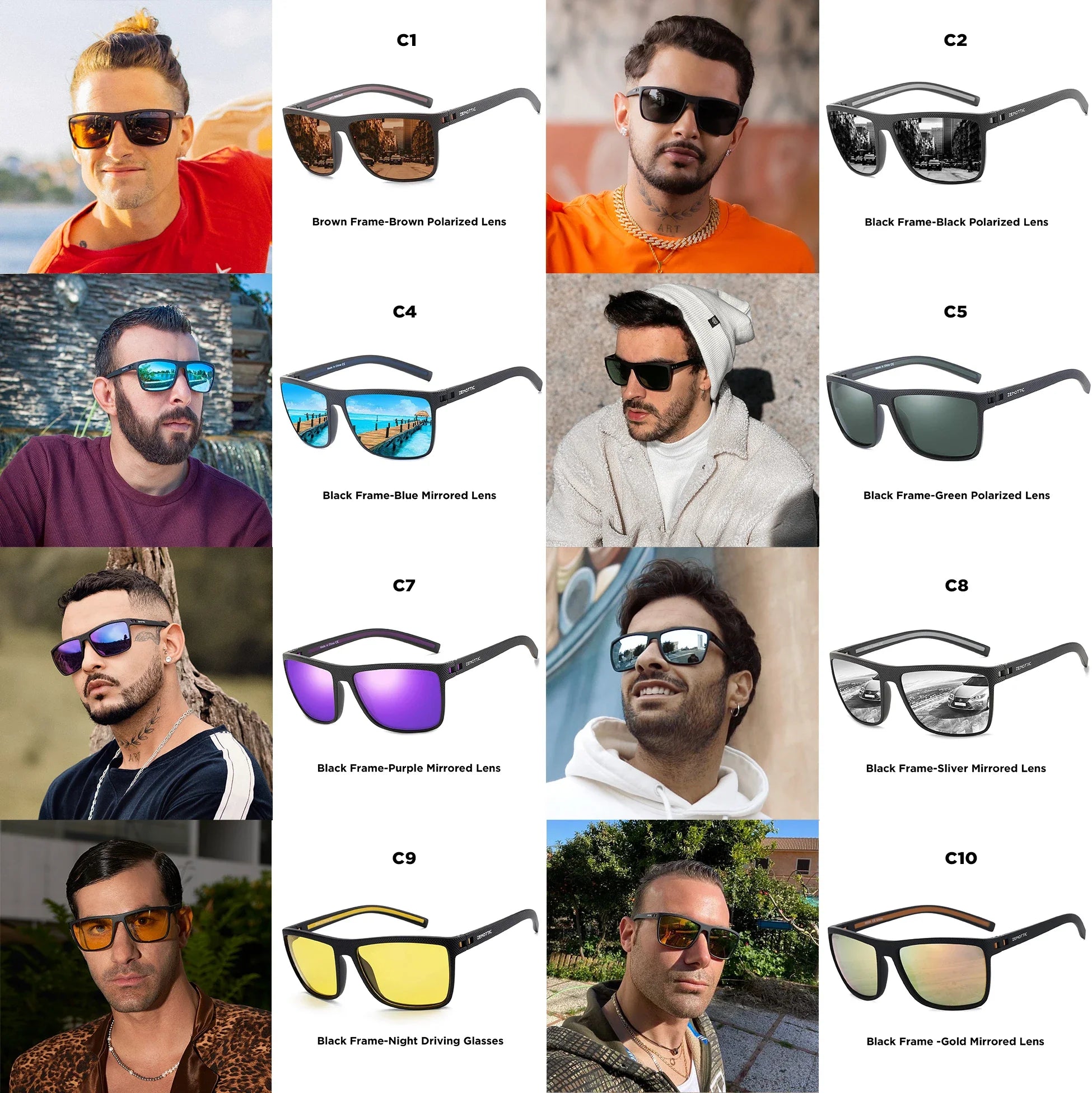 ZENOTTIC Fashion Polarized Sunglasses Shade for Women Men Lightweight TR90 Frame UV400 Protection Square Sun Glasses