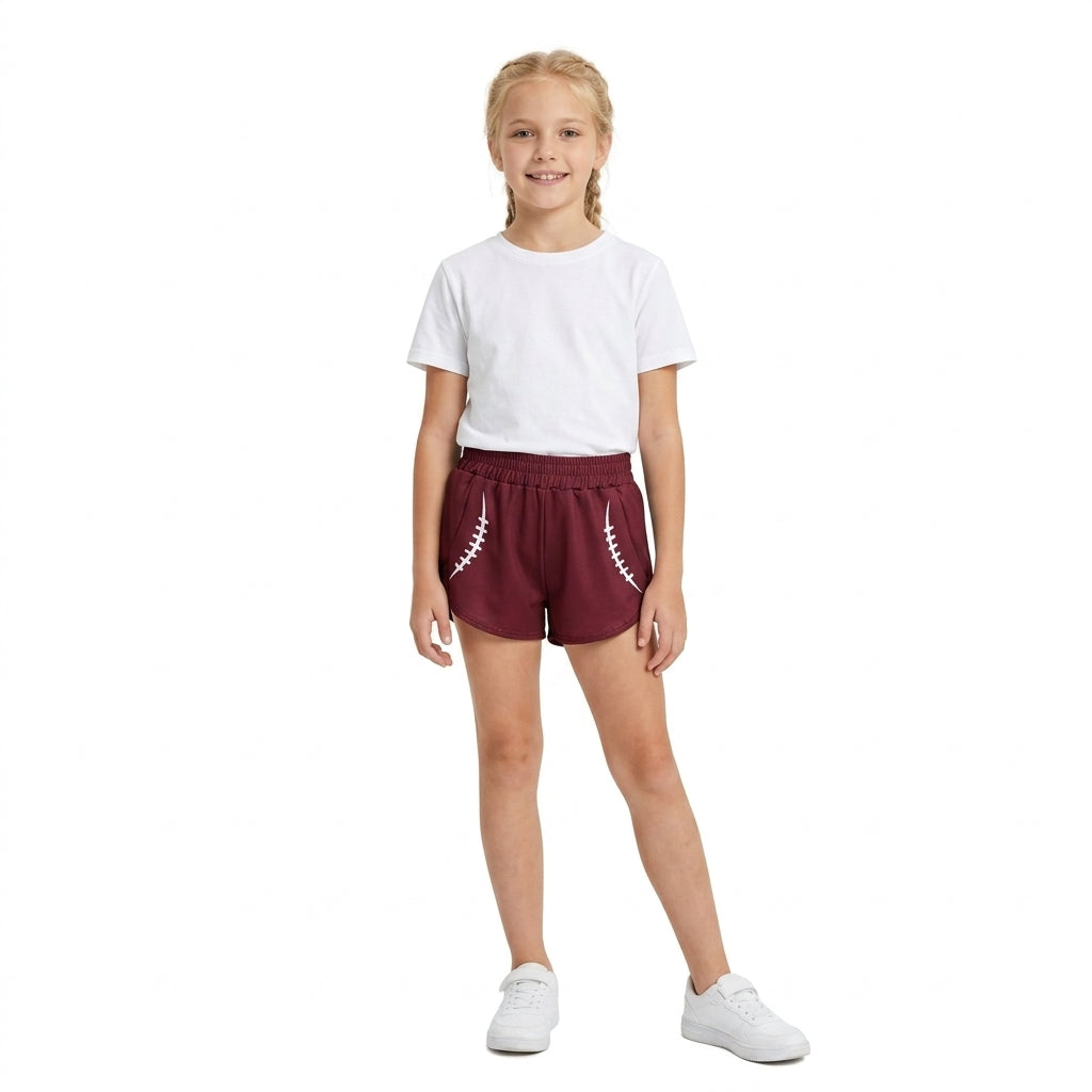 Football elastic waist kids girls team shorts