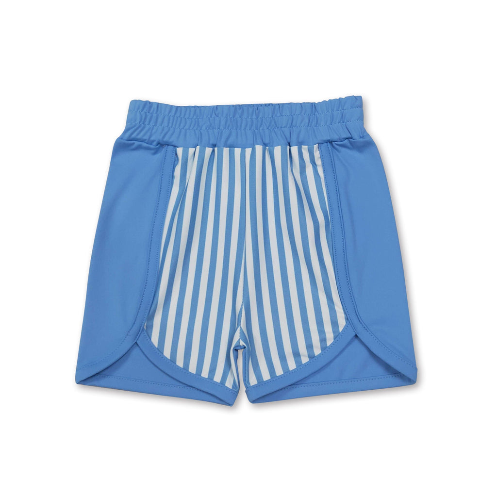 Light blue stripe kids girls active summer shorts