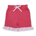 Stripe ruffle hot pink cotton pockets kids girls shorts