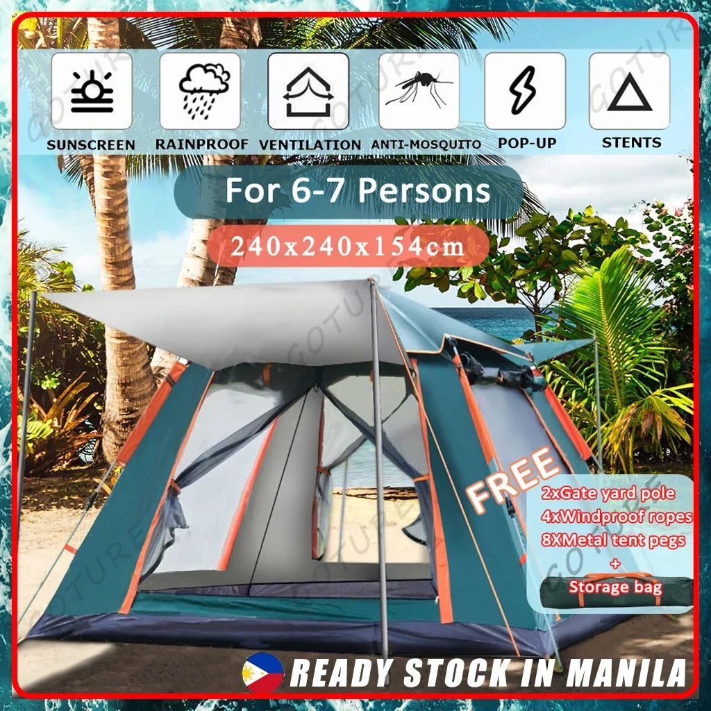 Goture 4/6 Person Automatic Camping Tents Outdoor Waterproof Large Space Quick Open Tent