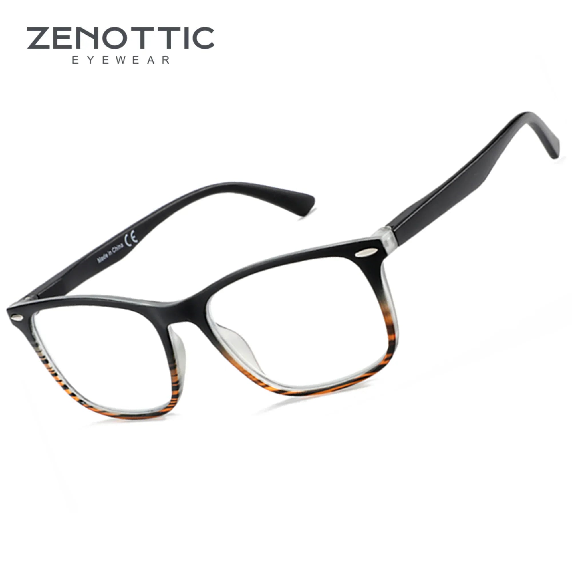 ZENOTTIC Fashion Square Reading Glasses Men Anti Blue Light Blocking Eyeglasses Computer Readers with Spring Hinge