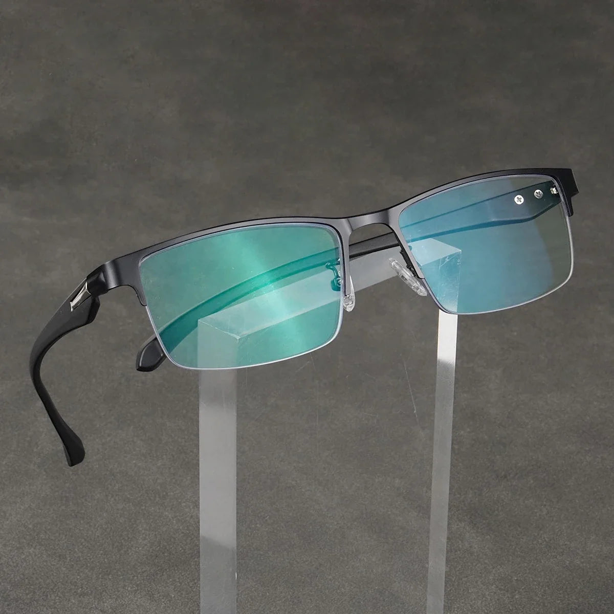 Men Square Reading Glasses Coated Green Glass Ultralight Frames Flexible Temples Luxury Designer Brand Eyewear Gifts Half Frame