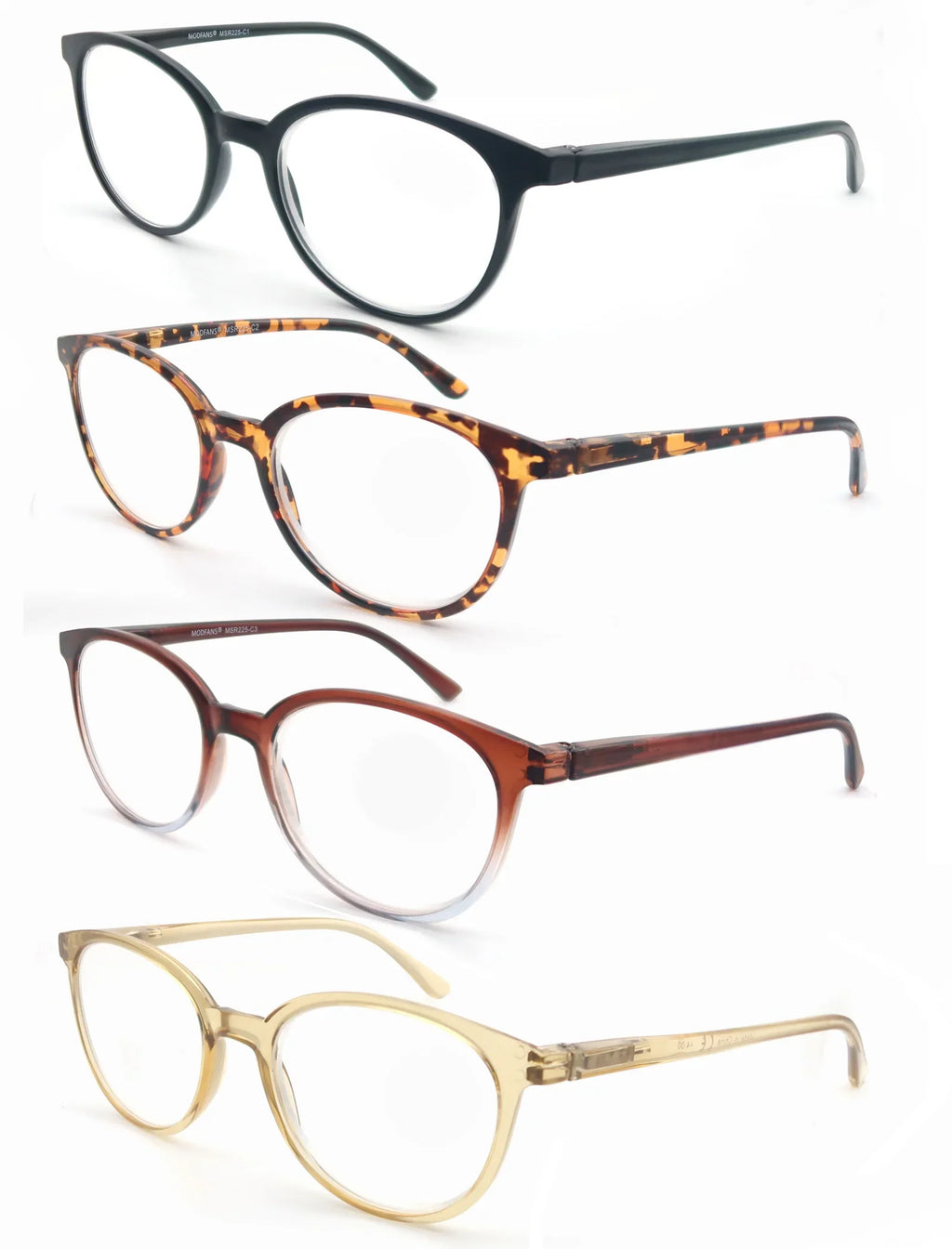 Round Reading Glasses Women Readers Eyeglasses Classic Frame Flexble Plastic Spring Hinge Lightweight Wear with Diopter +1.0~4.0