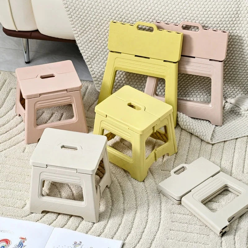 Portable Thickened Folding Stool Lightweight Space Saving Foot Stool For Home Outdoor Camping Fishing Simple Design