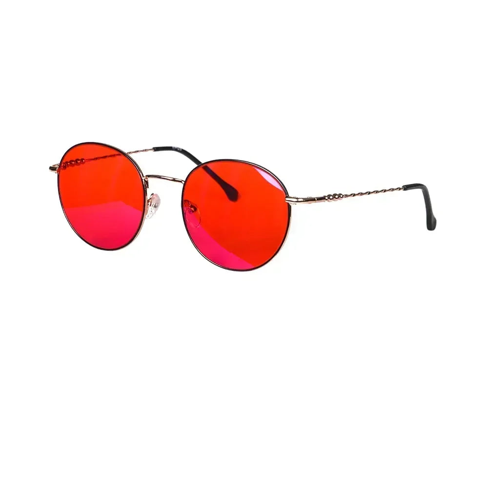 SHINU Round Glasses anti blue light protection lenses glasses women Orange red glasses y2k Anti Green Light  for good sleep