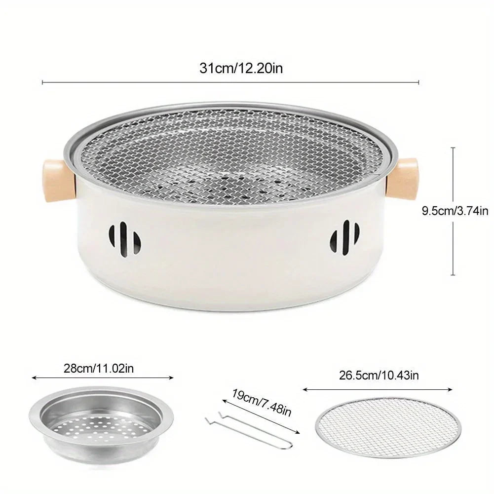 Portable Small Tabletop Stainless Steel BBQ Grill with Cooking Grate, Detachable Charcoal Barbecue Stove for Home Use