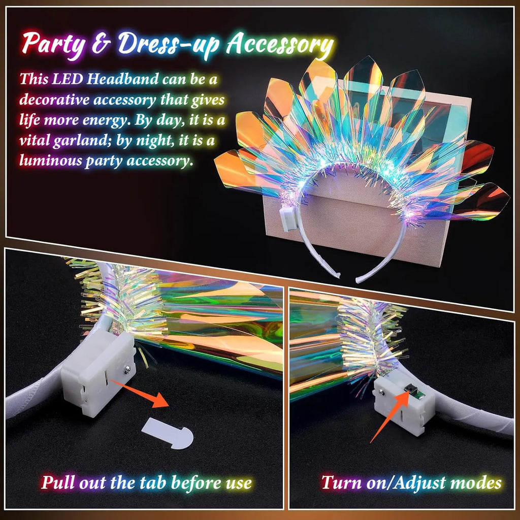 4-24Pcs LED Headbands Glow Party Light Up Headband for Birthday Wedding Favors Rave Costume Headpiece for Women Men Halloween