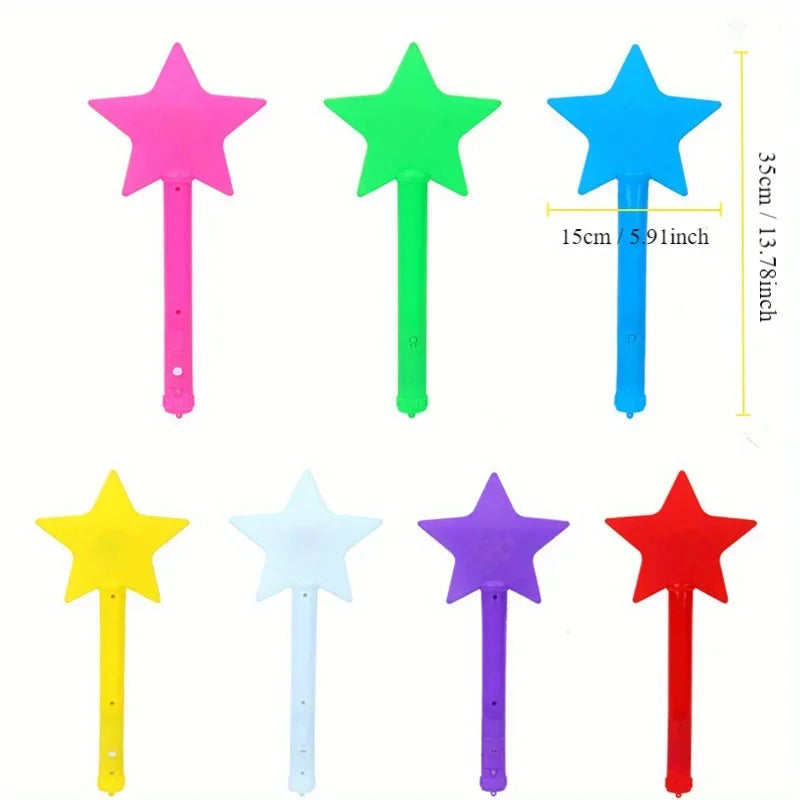 1pc LED Five Pointed Star Flashing Stick Light Up Flashing Wand Colorful Fluorescent Stick Princess Gift Party Birthday Supplies