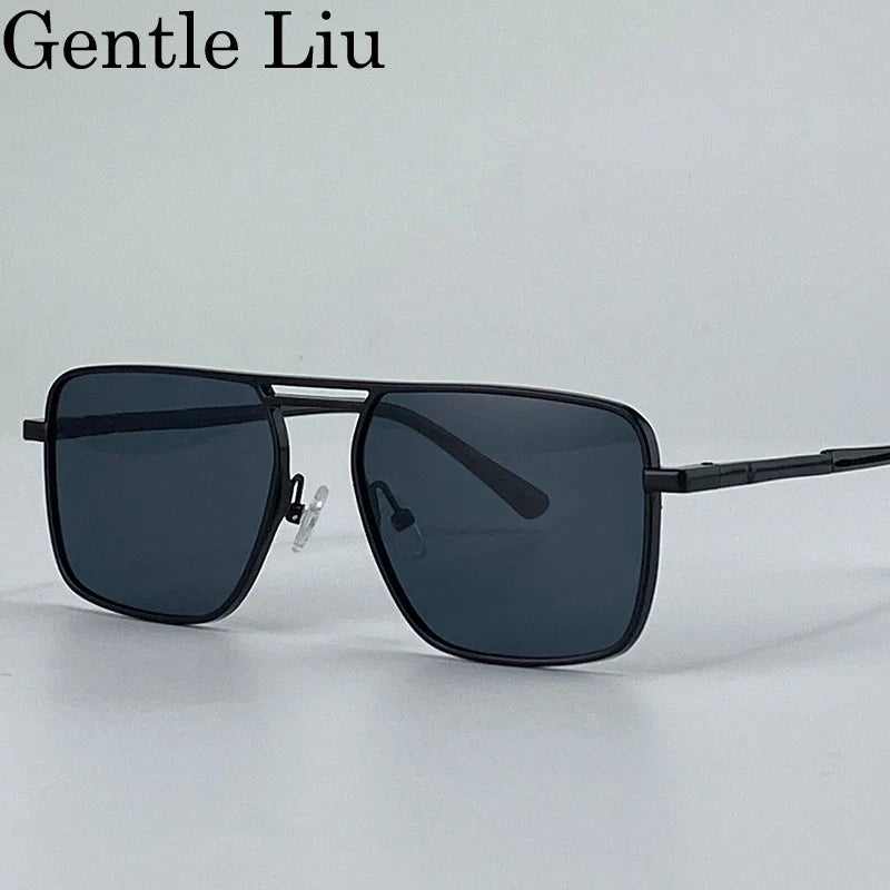 Oversized Square Punk Sunglasses Men 2026 Luxury Brand Retro Double Beam Sun Glasses For Male Steampunk Driving Eyewear UV400