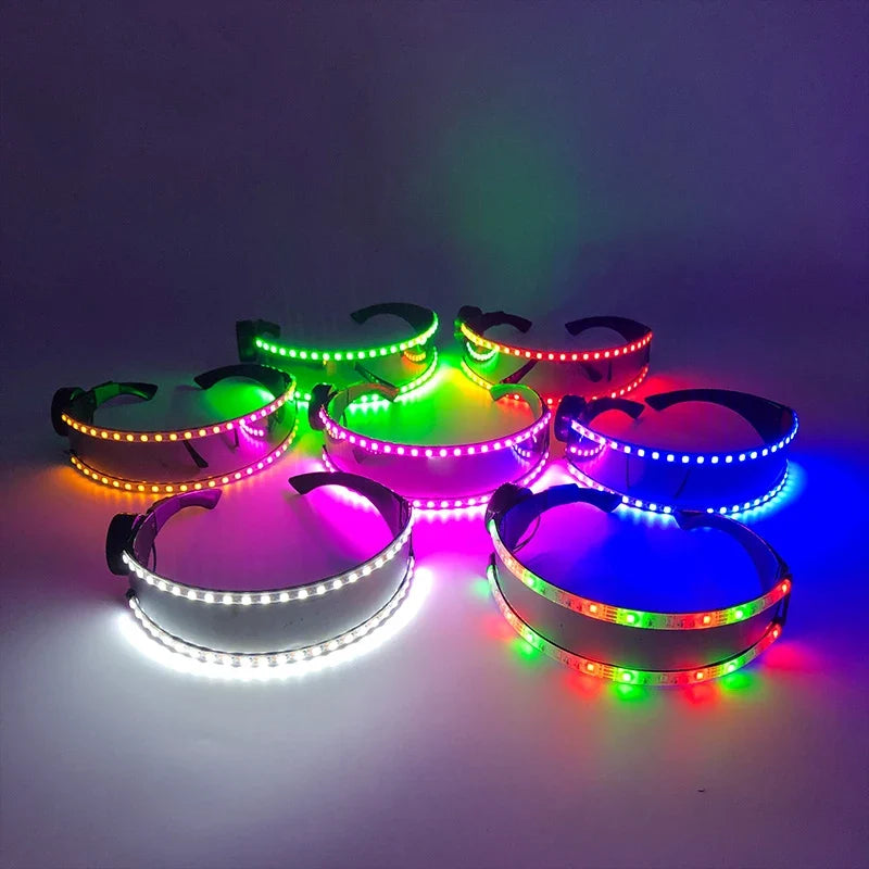 Glowing Glasses for Night Club Performers LED Glasses Party Dancing Rave Christmas 6V Led Futuristic Soldier Glasses Neon Lights