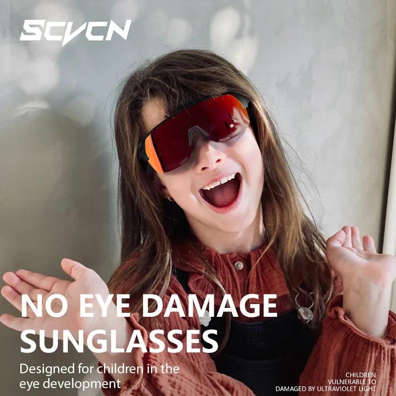 SCVCN Children Cycling Sunglasses Outdoor Road MTB Bike Eyewear Teenager Girls Boy Hiking Running Glasses Sports UV400 Goggles