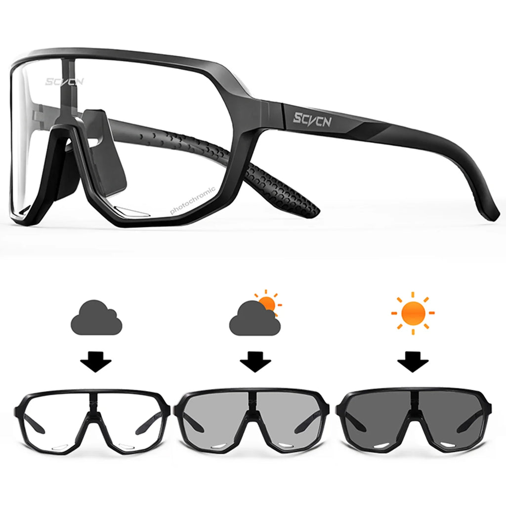 Scvcn-New Sunglasses Photochromic Cycling Glasses for Men Bicycle Mountain Bike Cycling Goggles UV400 MTB Polarized Road Women