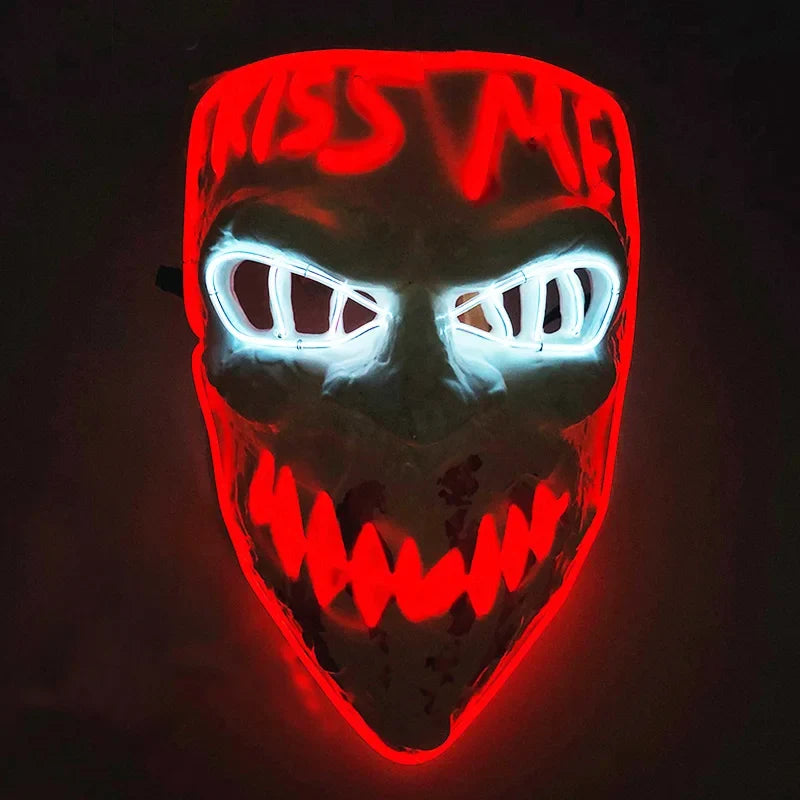 LED Light Up V For Vendetta Mask Anonymous Luminous Full Face Mask Glow In Dark Party Rave Halloween Cosplay Costume Props