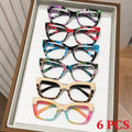 6 Pack Floral Leopard Cat Eye Reading Glasses for Women, Multi Pattern Fashion Reading Glasses Bulk Set, Multiple Diopters +1