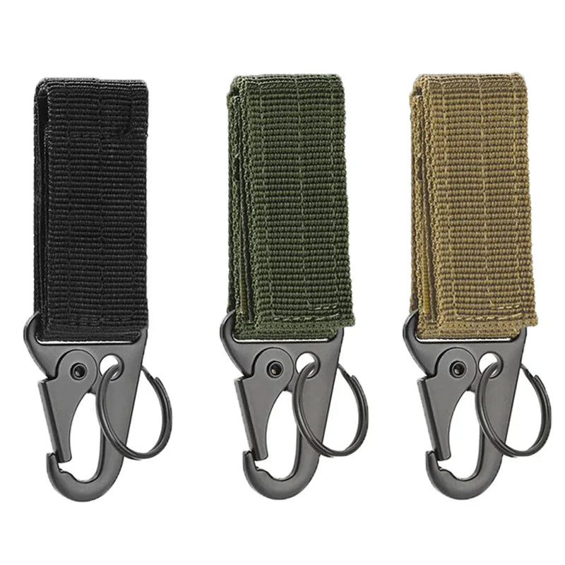 1-3 PCS.Tactical Hanging Buckle Molle Nylon Webbing Carabiner Belt Triangle Keychain for Outdoor Climbing Camping Tool Accessory