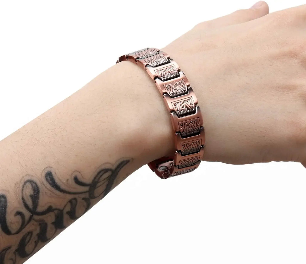 ARADOO Copper Bracelet for Men 100% Pure Copper Magnetic Link Bracelets Jewelry Gift with Adjustable Sizing Tool