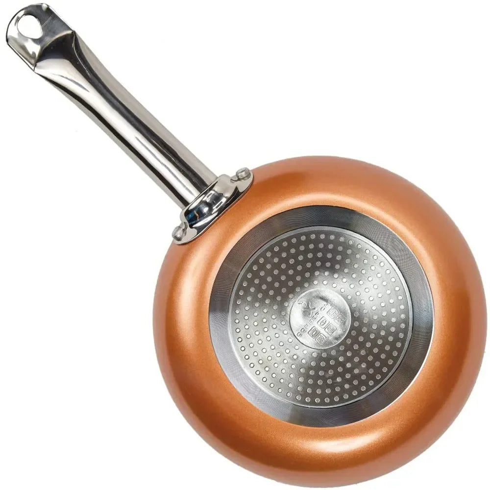 8/10/12 Inch Copper Non-Stick Fry Pan Cooking Pans for Egg,Steak,Fish,Cooking,Frying Fit General Use Gas and Induction Cooker