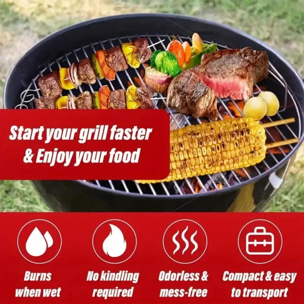 Natural Wax Wood Fire Starter Sticks 30/60/100Pcs for BBQ, Fireplace, Chimney Oven, Charcoal Lighter, Outdoor Camping